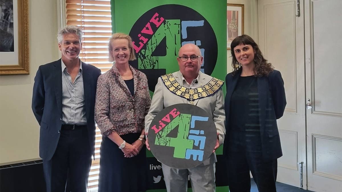 Bernard Galbally, Louise Steinfort, Councillor Des Hudson and Rebecca Morecroft at the Ballarat Live4Life launch