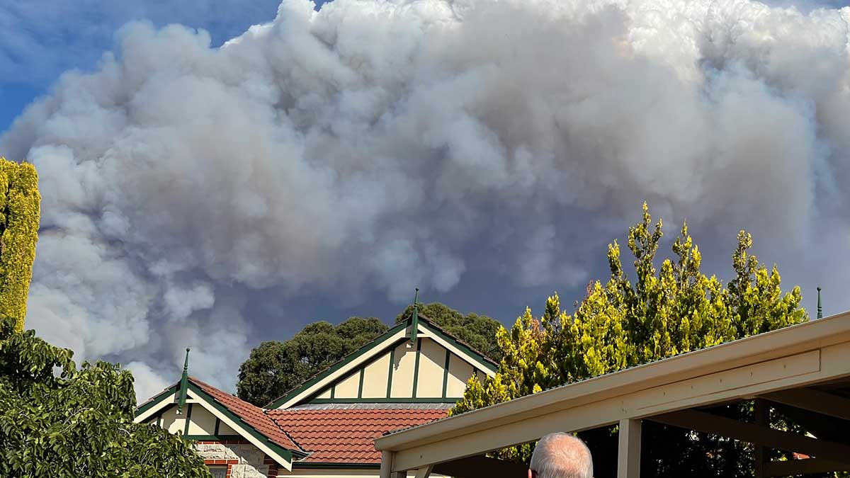 Fire cloud above house in Australia