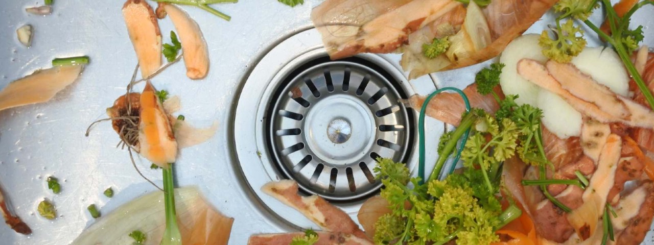 sink drain with food scraps