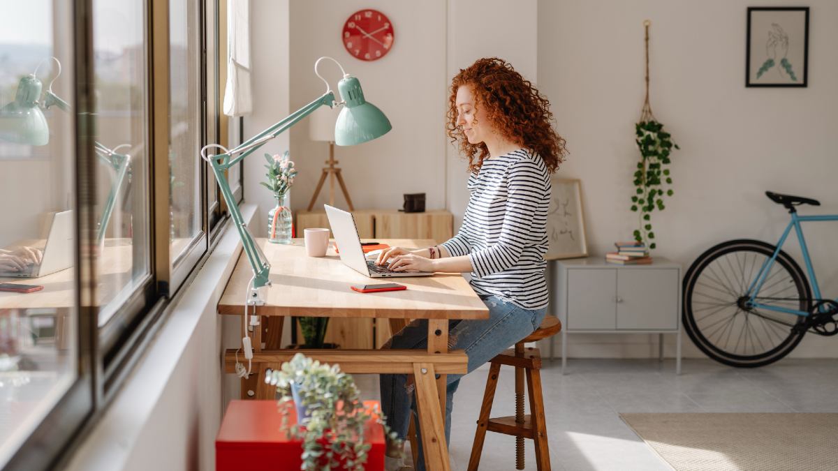 woman working from home at her desk