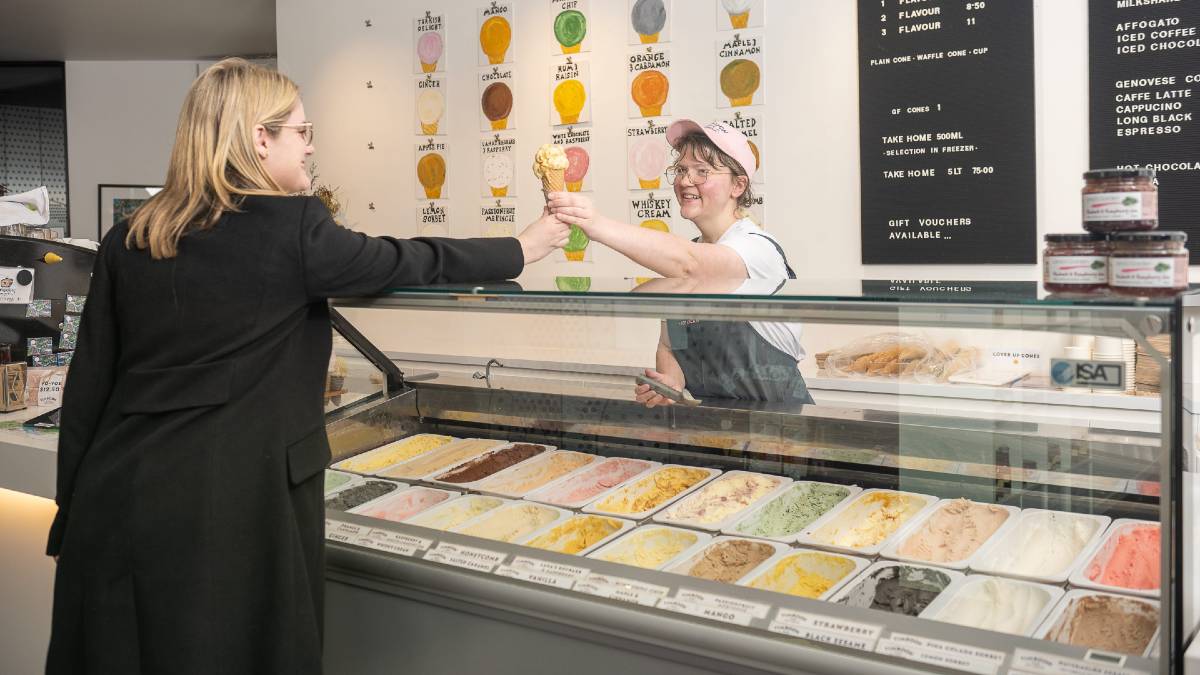 woman buying ice cream