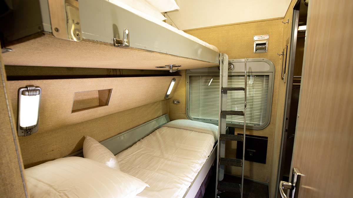 Restored 1960s train carriage used for Vintage Rail Journeys.