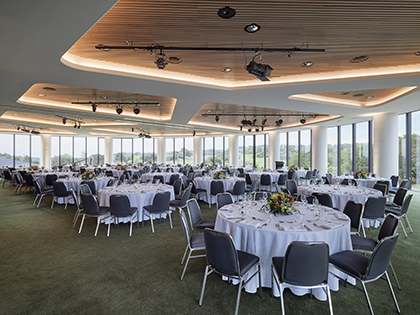 Great Southern Ballroom at RACV Cape Schanck Resort, set up banquet style.