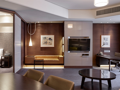 City club luxury suite living space.