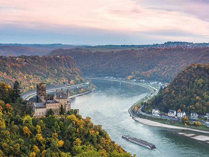 Cruise ship going down a European river.