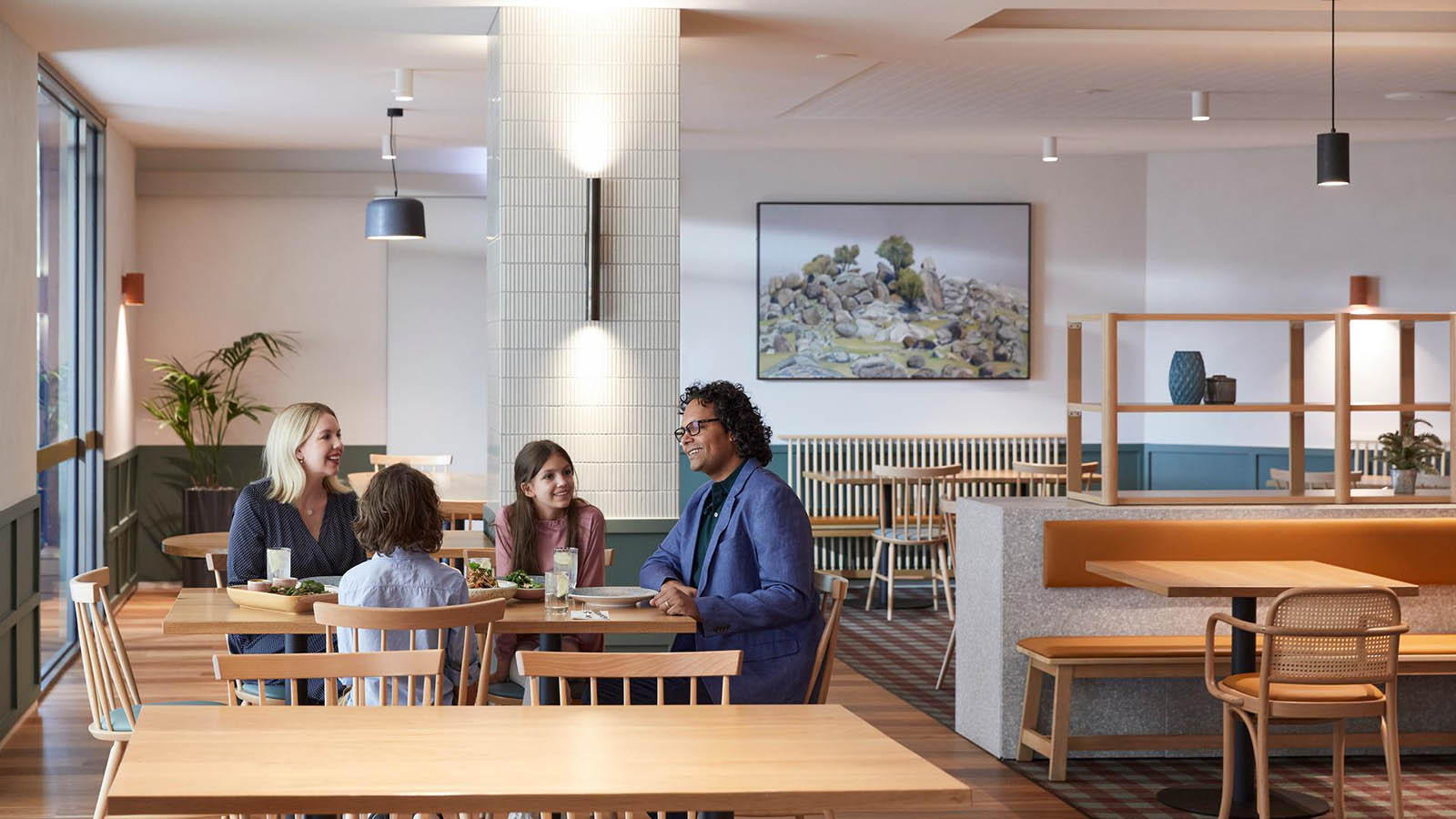 Family eating at RACV's Goldfield's resort.
