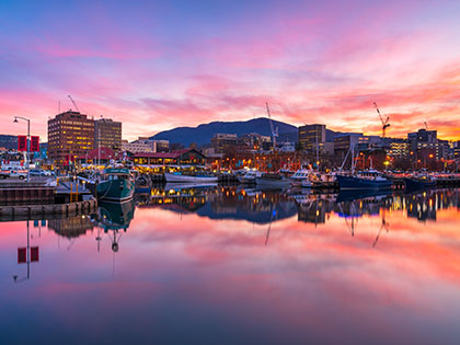 Hobart harbour at twilight