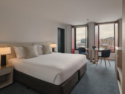 A king bed room at the RACV Hobart Hotel.