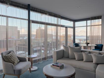 The view from the penthouse room at the RACV Hobart Hotel.