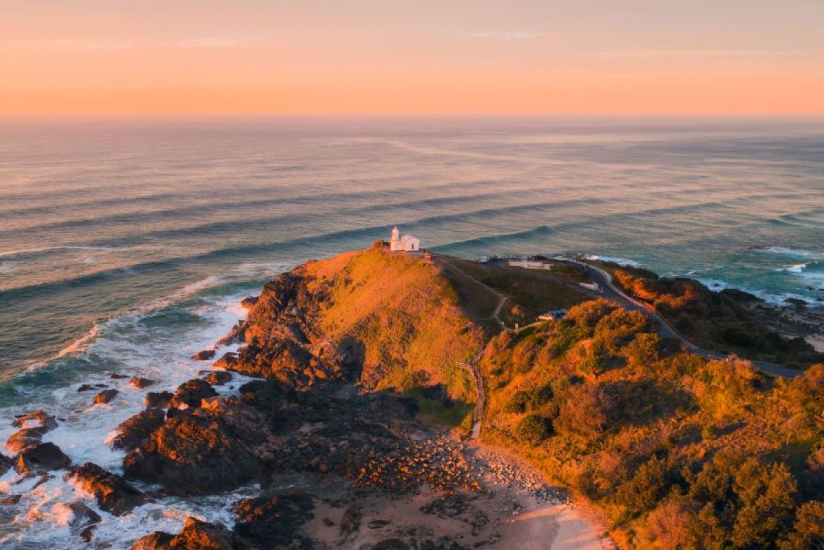 aerial view of Tacking Point Lighthouse