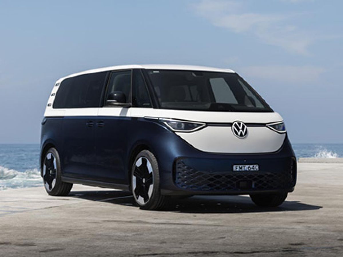 Volkswagen ID. Buzz Pro parked at a beachside location