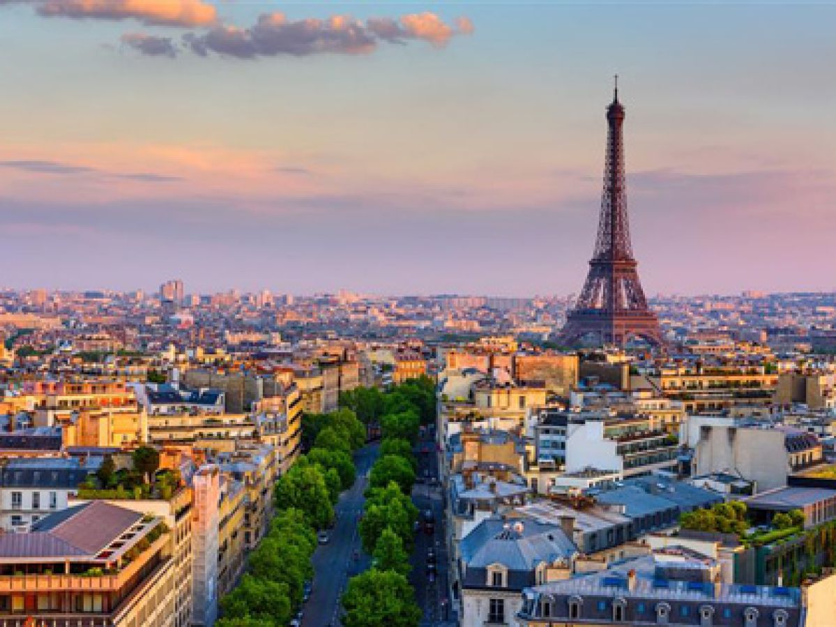 Panoramic skyline view of Paris, France. 