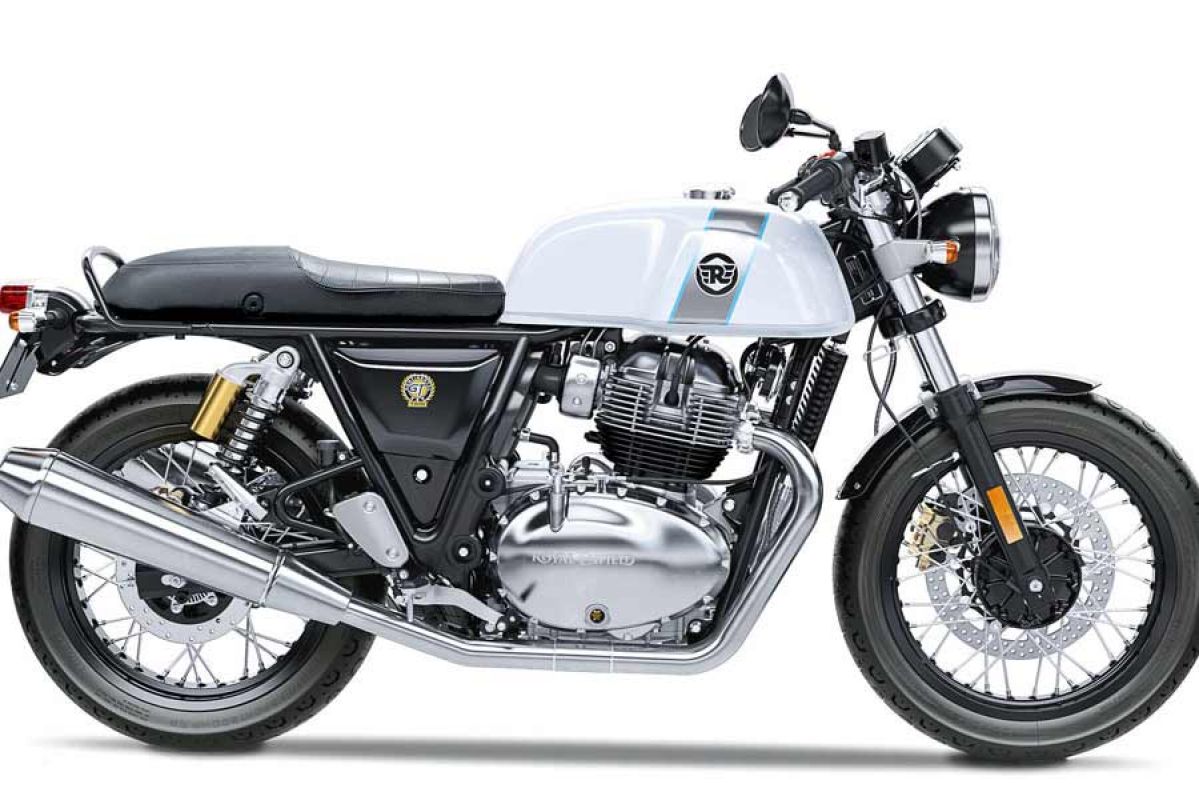 Motorbike standing up on a white background.