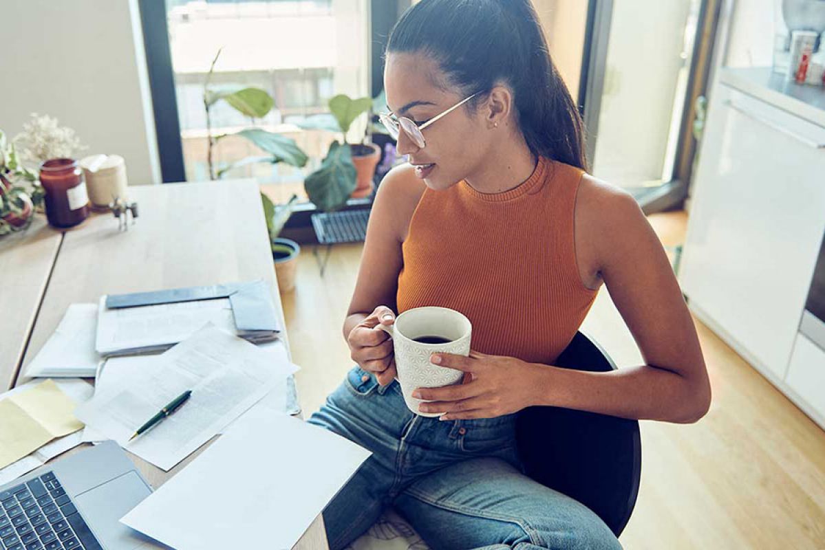 Woman researching buying a home