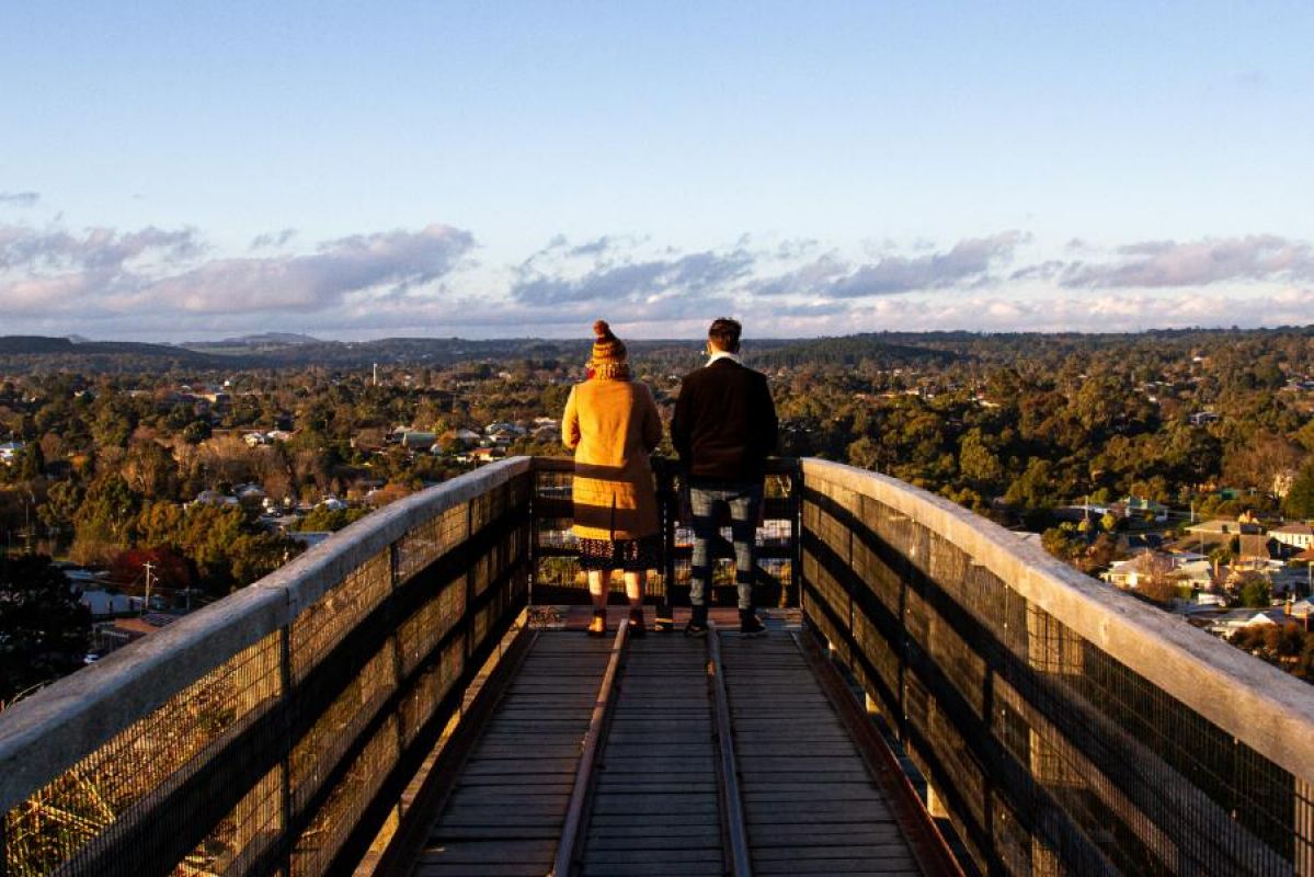 young couple looking out over Ballarat