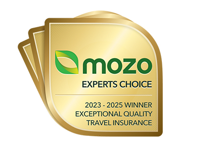 Mozo People's Choice 2023 to 2025 award for exceptional quality travel insurance.