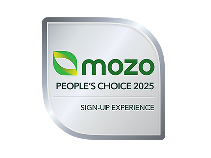 Mozo People's Choice 2025 award for sign-up experience.