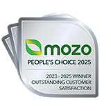 Mozo people's choice 2023 to 2025 award for outstanding customer satisfaction.