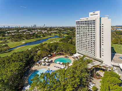 RACV Royal Pines Resort, overlooking its pool area.