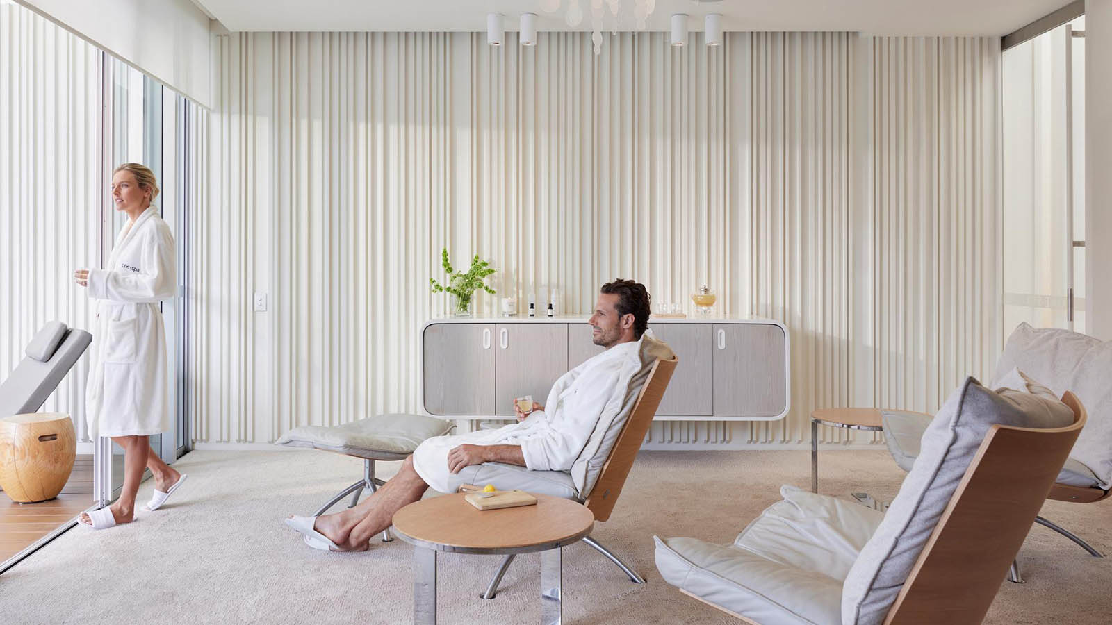 Couple relaxing in the Royal Pines One Spa facility.