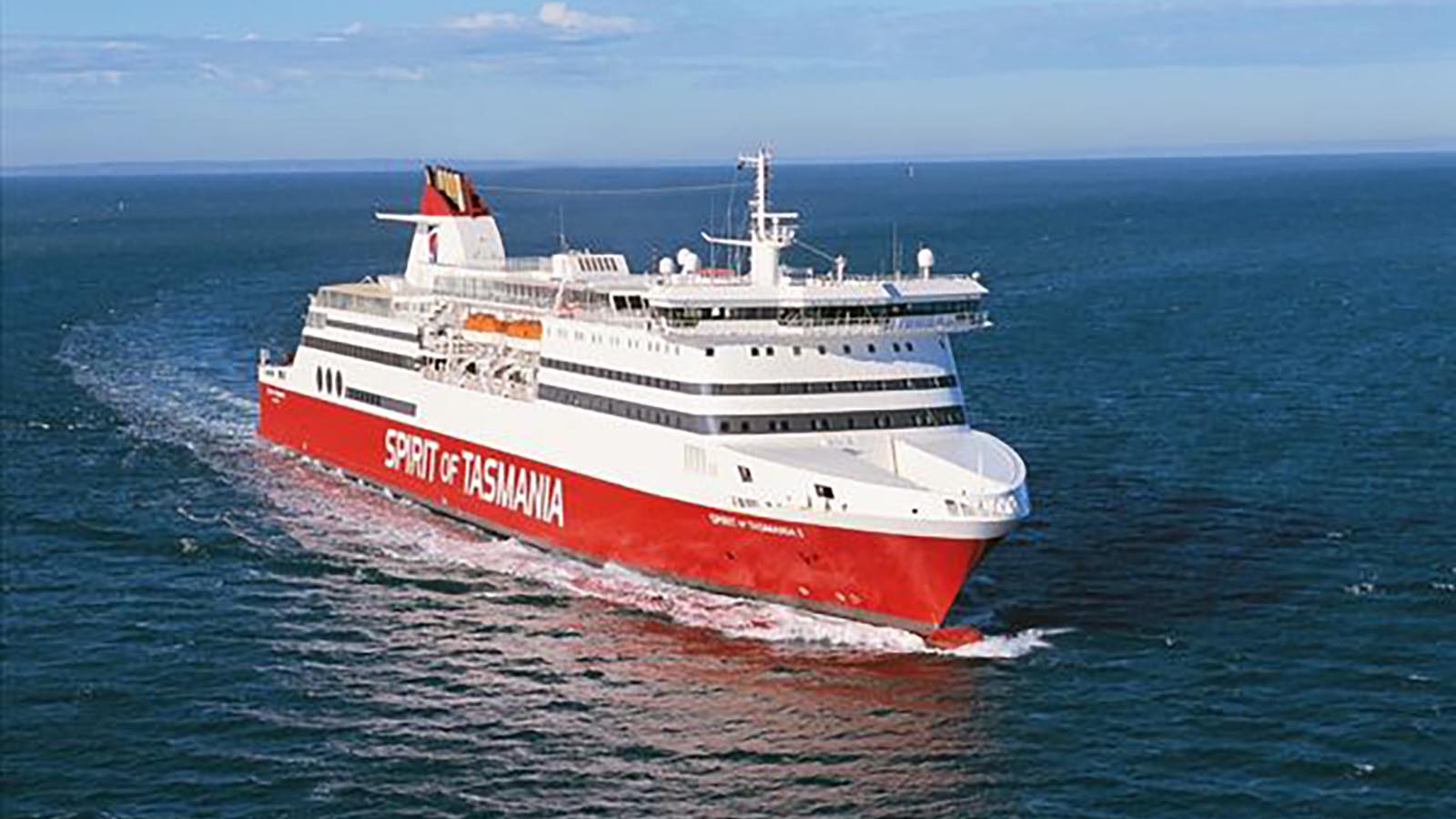 Spirit of Tasmania Ferry on open water.