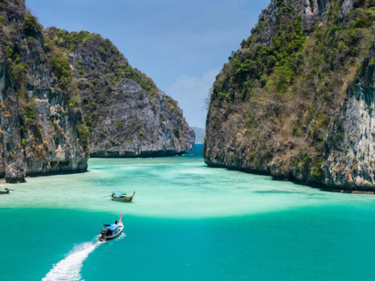 Landscape of Pileh lagoon in Phi Phi Leh island.