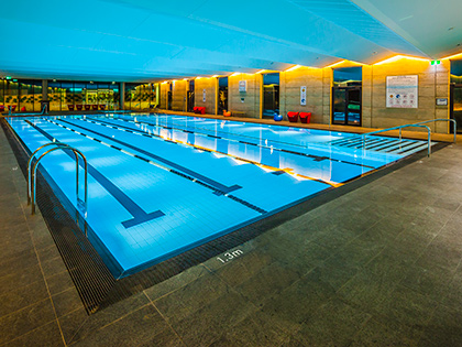 Four-lane indoor pool at RACV Torquay Resort.
